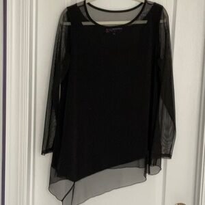 Peck & Peck Black Sheer Asymmetrical Blouse